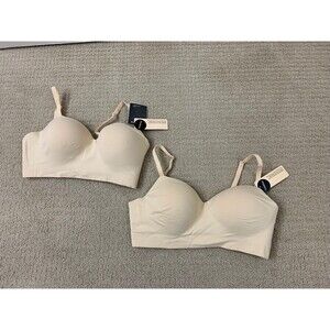 Truekind Supportive Comfort Beige Set of 2 Smoothing Wireless Shaping Bra L New